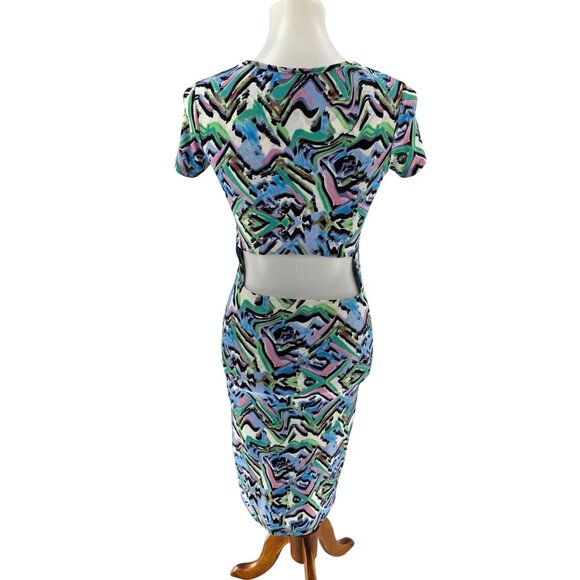 T-Bags Los Angeles Abstract Print Short Sleeve Midi Dress S, NWOT - Picture 2 of 8